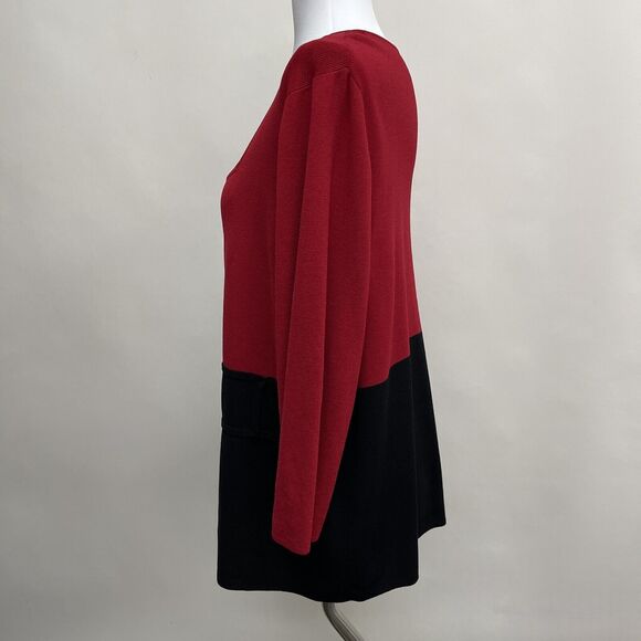 Cable & Gauge Women's Knit Top Size 2X Red Black Square Neck - Picture 2 of 8